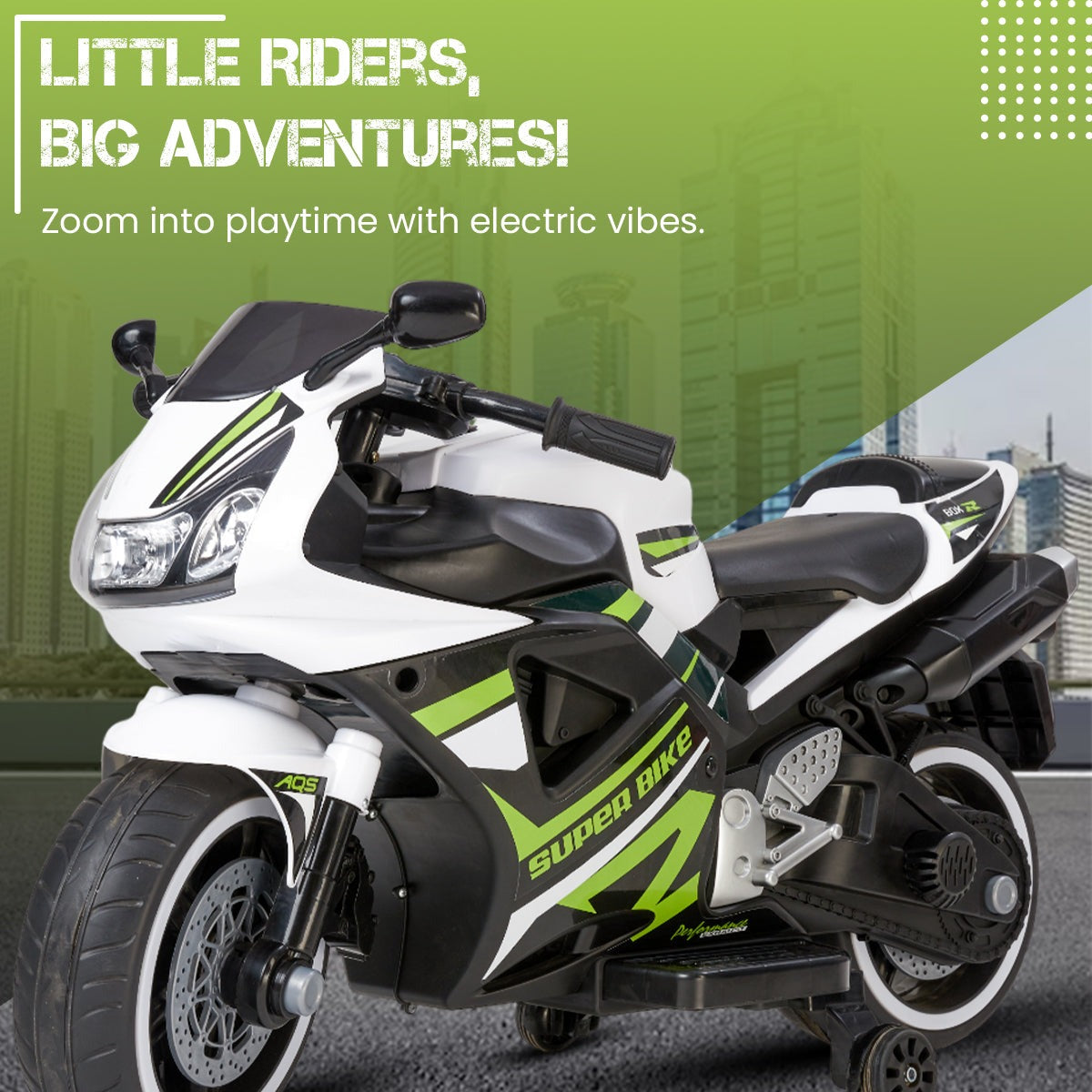 Ayaan Toys Battery-Operated Kids Rib Bike, Ride-on with Music & Lights for Excitement. This Bike is a Thrilling Driving Experience for Children Aged 2 to 8, Electric Police Bike - White