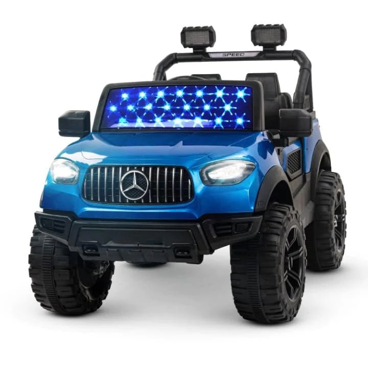 Letzride Kids Battery Operated Jeep for Kids, Ride on Toy Kids Car with Windshield Light & Music | Kids Big Electric Car Jeep | Rechargeable Battery Car for Kids to Drive 3 to 6 Years-Blue