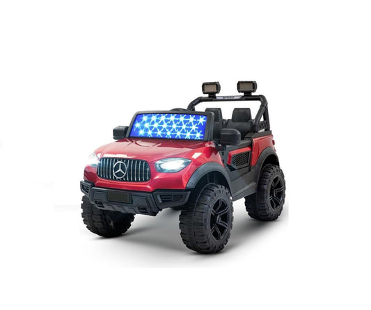 Letzride Kids Battery Operated Jeep for Kids, Ride on Toy Kids Car with Windshield Light & Music | Kids Big Electric Car Jeep | Rechargeable Battery Car for Kids to Drive 3 to 6 Years-Red