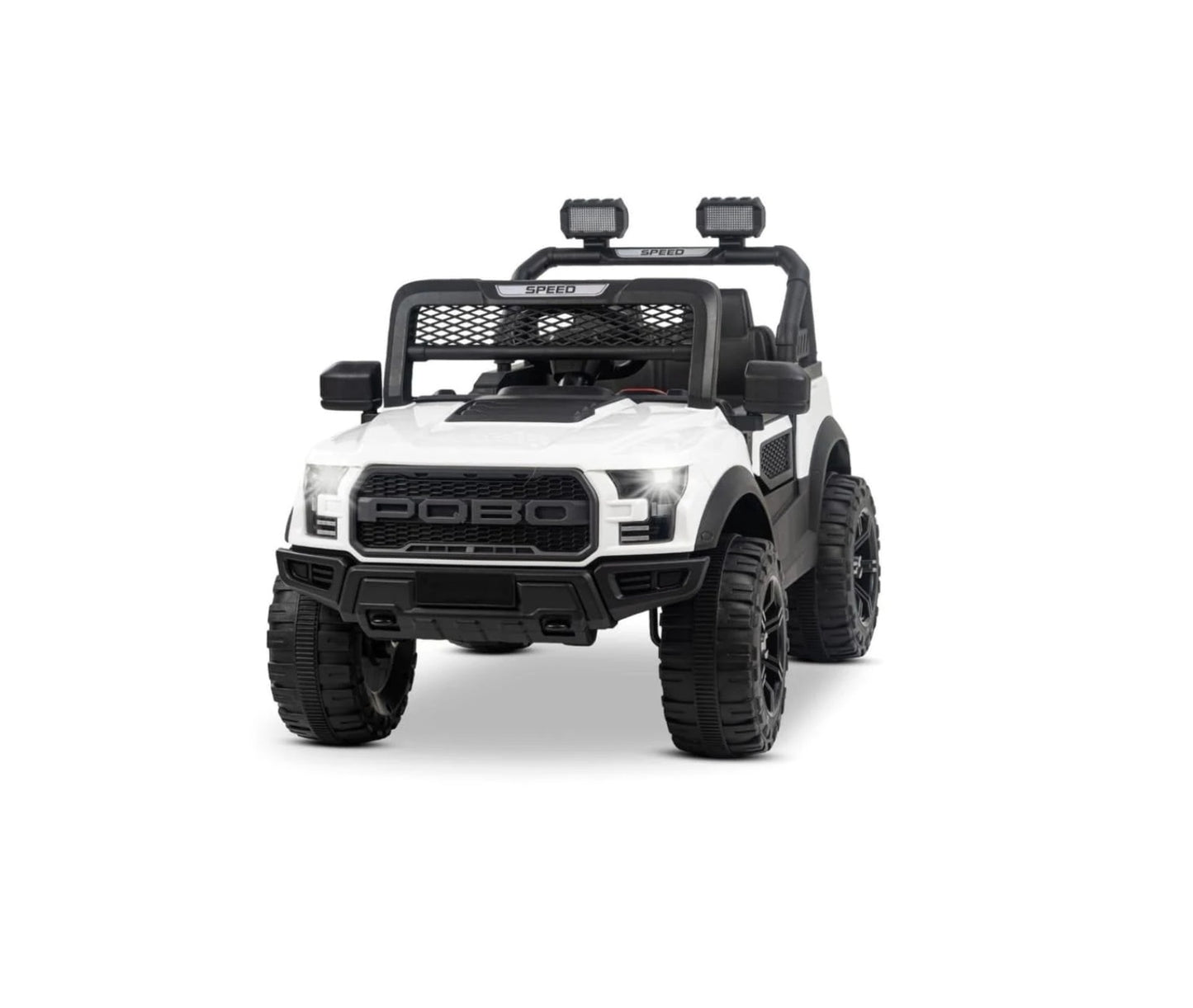 Battery Operated Car For Kids  POBO King White Battery Operated Jeep for Kids Ride on Toy Kids Car with Bluetooth Music & Light Electric Car Jeep Age 1 to 7 Years