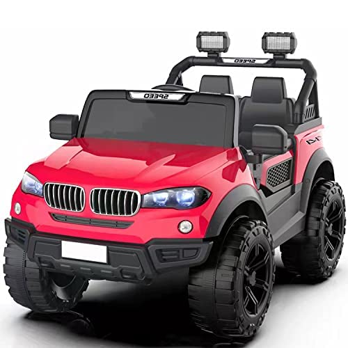 Letzride Kids Speed-888 Ride-On 12V 7ah Rechargeable Battery Operated Solid Designed Jeep for 1 to 7 Year Kids| Boys| Girls| Children - Red