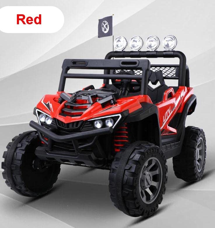 Letzride Kids Ride-On 12V 7ah Rechargeable Battery Operated Jeep with Remote and Mobile Application Control System for 1 to 8 Year Kids| Boys| Girls| Children - Red