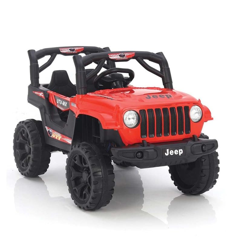 Letzride Electric Ride on Jeep for Kids with Music, Led Lights, Swing, Bluetooth Remote and 12V Battery Operated Car for1 to 4 Years Children to Drive (Red)