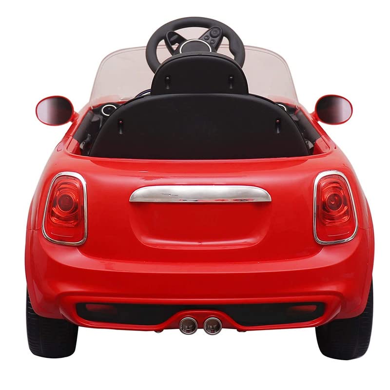 Letzride Red Mini Coper Electric Ride on Car for Kids with Rechargeable 12V Battery, Music, Lights and Swing. Age - 1 to 4 Year