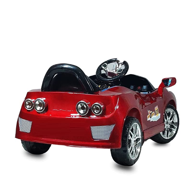 Letzride 1008 Electric Car for Kids to Drive of Age 1 to 4 Years, The Painted 12V Battery Operated Ride on Car with Music, Bluetooth Remote, Flashing Lights and Swing (Metallic Red)