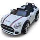 Letzride 1 to 4 Years (White) Mini Cooper Car with Openable Doors, Pull Back, Blinking Headlights and Music with Projectable