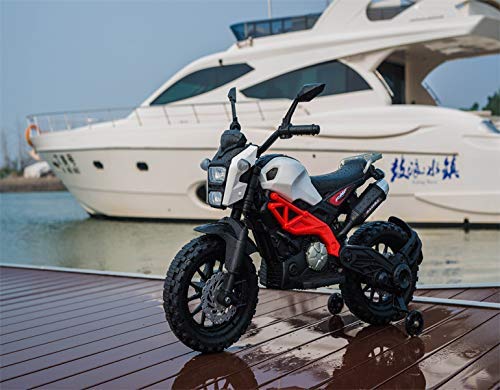 Electric Ride-on Bike for Kids | Battery-Powered Toy with LED Lights, Music, and USB Port | Battery Operated Bike - White,  1 to 4 Year Kids