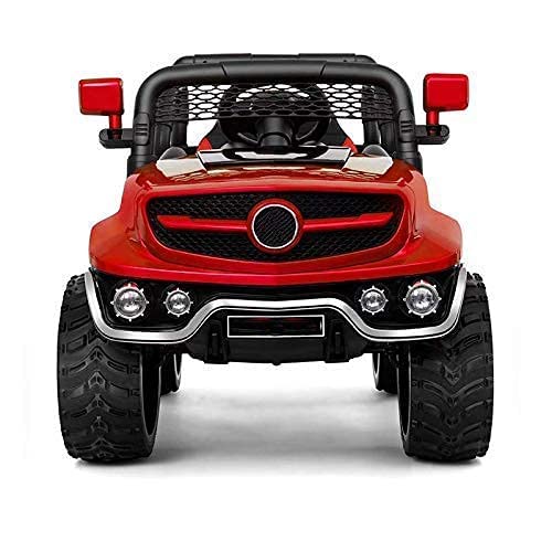 Letzride 12V Electric Rechargeable Battery Operated V8 Biturbo Jeep Car for Kids 1 to 7 Years, Red