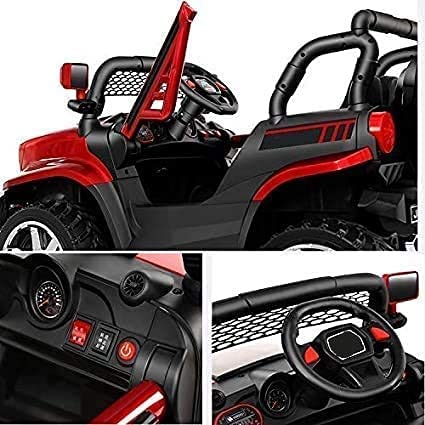 Electric Rechargeable Battery Operated V8 Biturbo Jeep Car for Kids 1 to 7 Years, Red