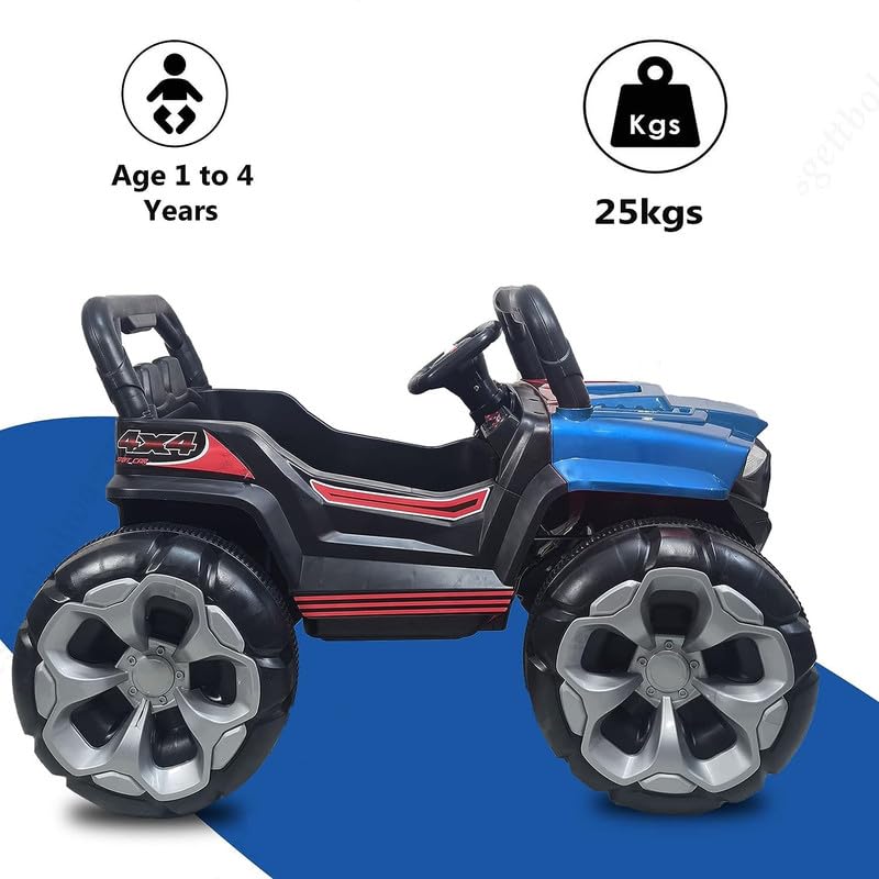Battery Operated Jeep for Kids  KV695 Big Wheeler- The Electric Ride on Car with 2x6v Batteries, Music System Swing and Remote Jeep for 2 to 4 Years Children to Drive (Blue)