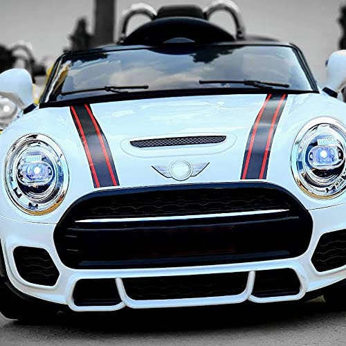 Letzride 1 to 4 Years (White) Mini Cooper Car with Openable Doors, Pull Back, Blinking Headlights and Music with Projectable