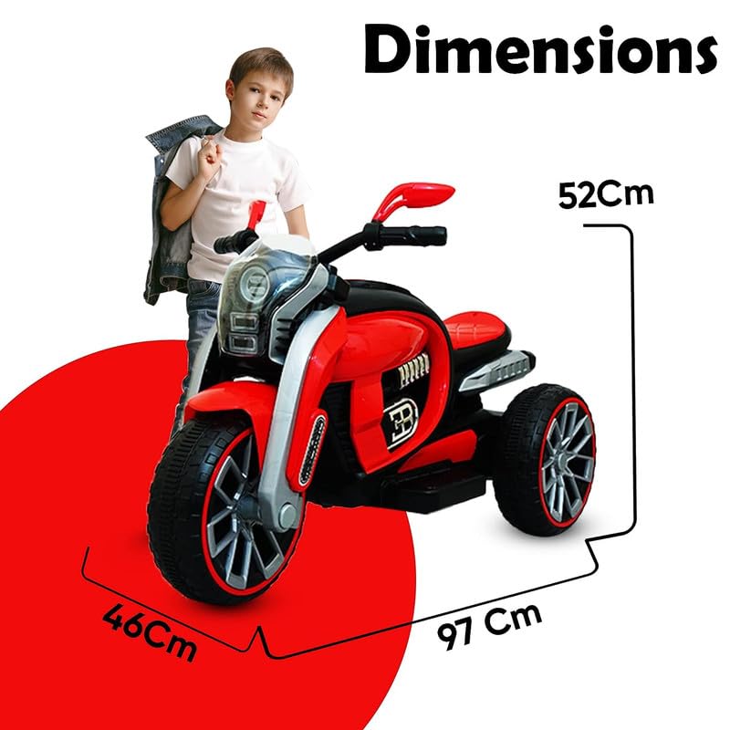 Letzride Struder Battery Bike for Kids with Music and Led Lights Electric Rechargeable Bike for Children of Age 2 to 4 Years (Red)