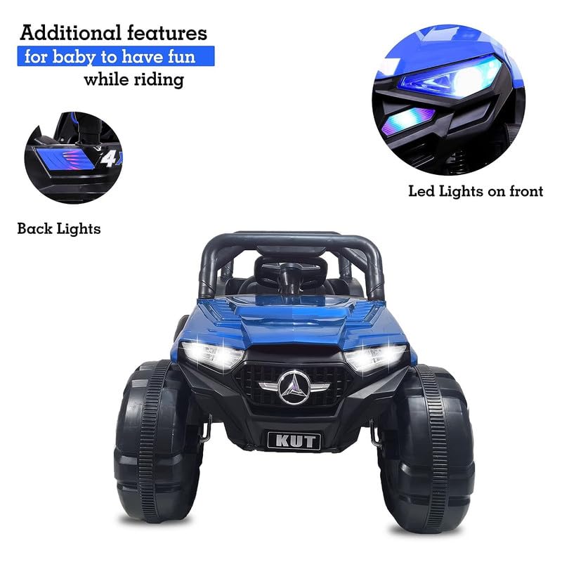 Battery Operated Jeep for Kids  KV695 Big Wheeler- The Electric Ride on Car with 2x6v Batteries, Music System Swing and Remote Jeep for 2 to 4 Years Children to Drive (Blue)