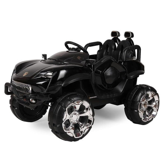 Letzride Max-DX Ride on Monster Truck Jeep for Kids- The Electric Rechargeable Big Wheeler Jeep with Colored Alloys, Music, Led Lights and Swing| Battery Car for 2 to 8 Years Kid - Black