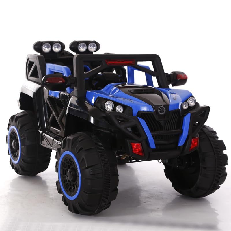 Battery Operated Jeep for Kids  KV695 Big Wheeler |- The Electric Ride on Car with 2x6v Batteries, Music System Swing and Remote Jeep for 2 to 4 Years Children to Drive (Blue)
