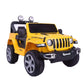 Letzride 12v Electric Rechargeable Battery Operated Ride on Jeep for Age 2 to 7 Years Kids with Music, Lights, Swing and Remote Control - Yellow