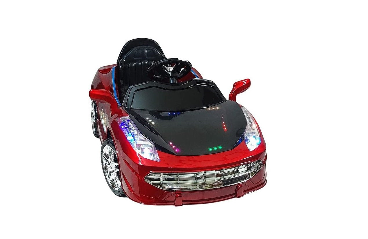 Letzride 1008 Electric Car for Kids to Drive of Age 1 to 4 Years, The Painted 12V Battery Operated Ride on Car with Music, Bluetooth Remote, Flashing Lights and Swing (Metallic Red)