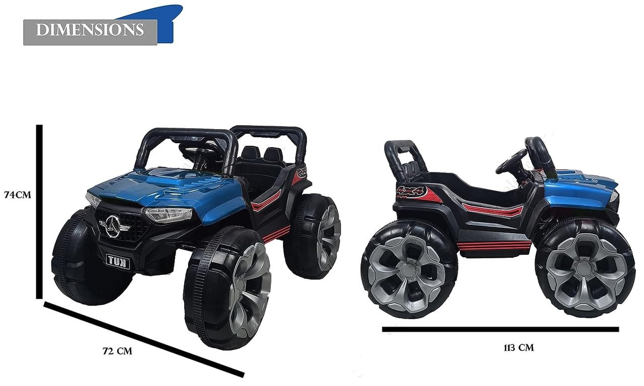 Battery Operated Jeep for Kids  KV695 Big Wheeler- The Electric Ride on Car with 2x6v Batteries, Music System Swing and Remote Jeep for 2 to 4 Years Children to Drive (Blue)