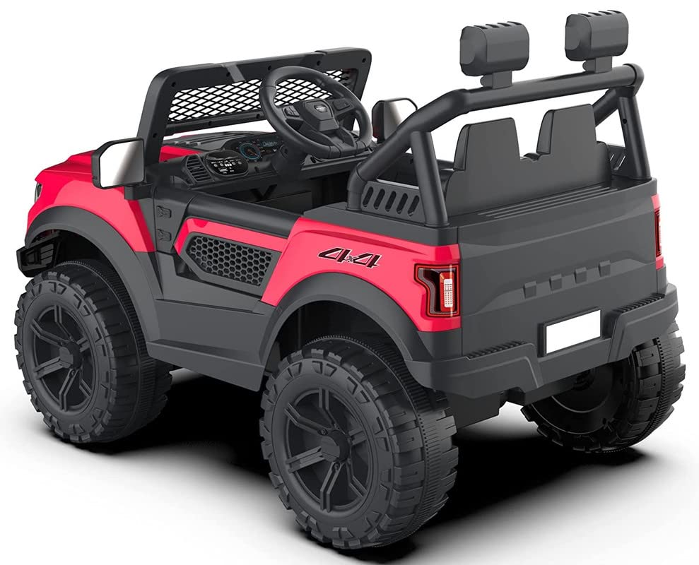 Letzride Kids Speed-888 Ride-On 12V 7ah Rechargeable Battery Operated Solid Designed Jeep for 1 to 7 Year Kids| Boys| Girls| Children - Red