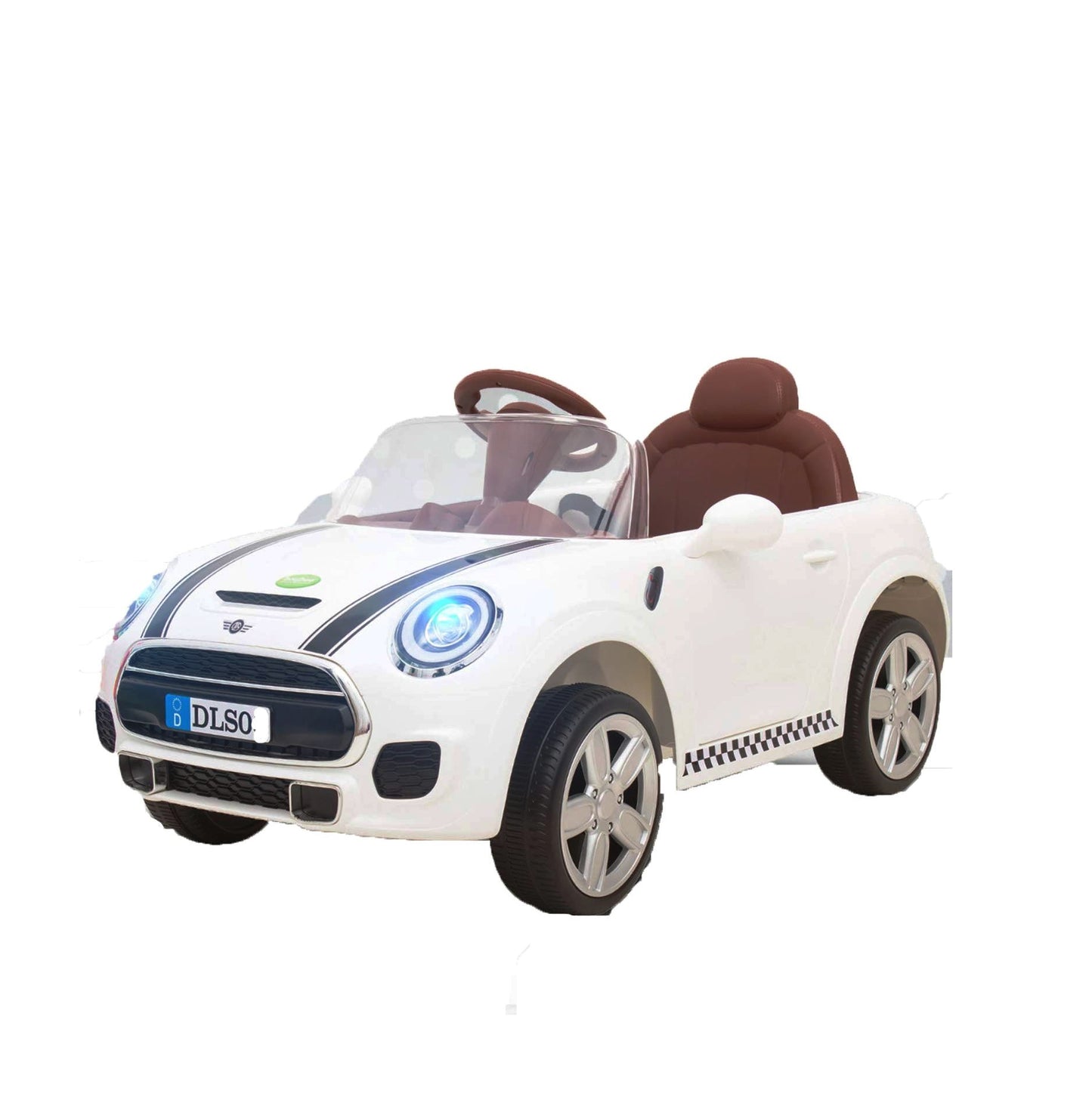 Letzride Rechargeable Ride On Mini Cooper Car (White) 1 to 4 Year Kids