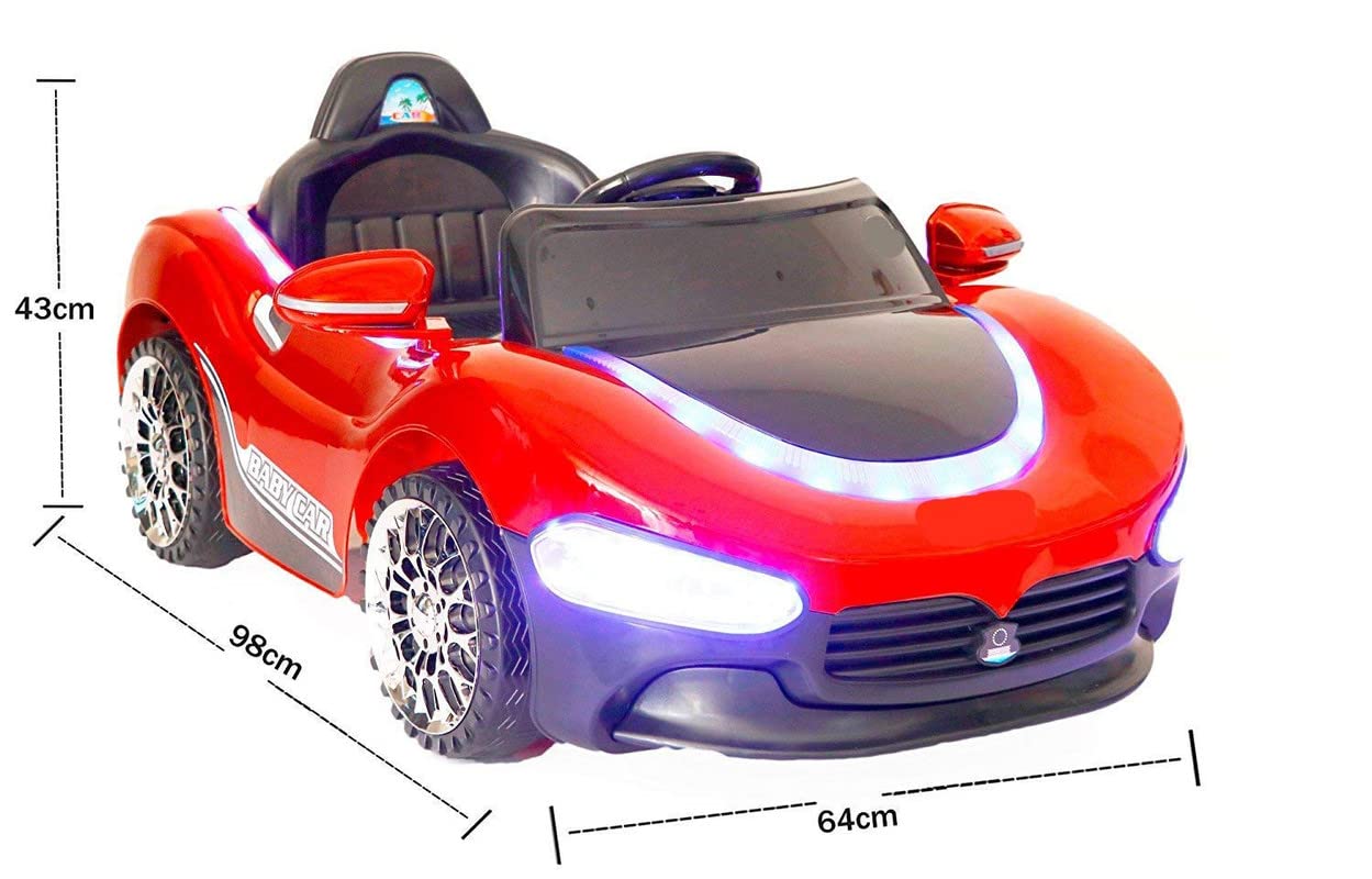 Letzride PH518 12V Battery Operated Ride on Car for Kids with Music, Lights and Remote Control, Red Age - 1 to 2.5 Years