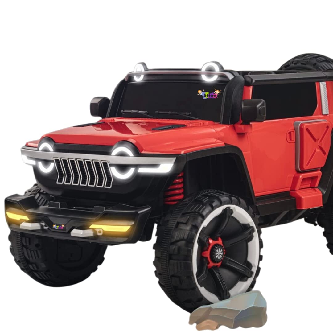 Rechargeable 4x4  Battery Operated Monster Jeep Ride On Kids Jeep with Light, Music, Rechargeable Battery Operated Jeep for Kids Drive (Red) Age 1 to 7 Years