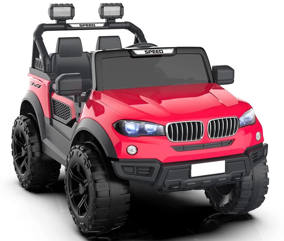 Letzride Kids Speed-888 Ride-On 12V 7ah Rechargeable Battery Operated Solid Designed Jeep for 1 to 7 Year Kids| Boys| Girls| Children - Red