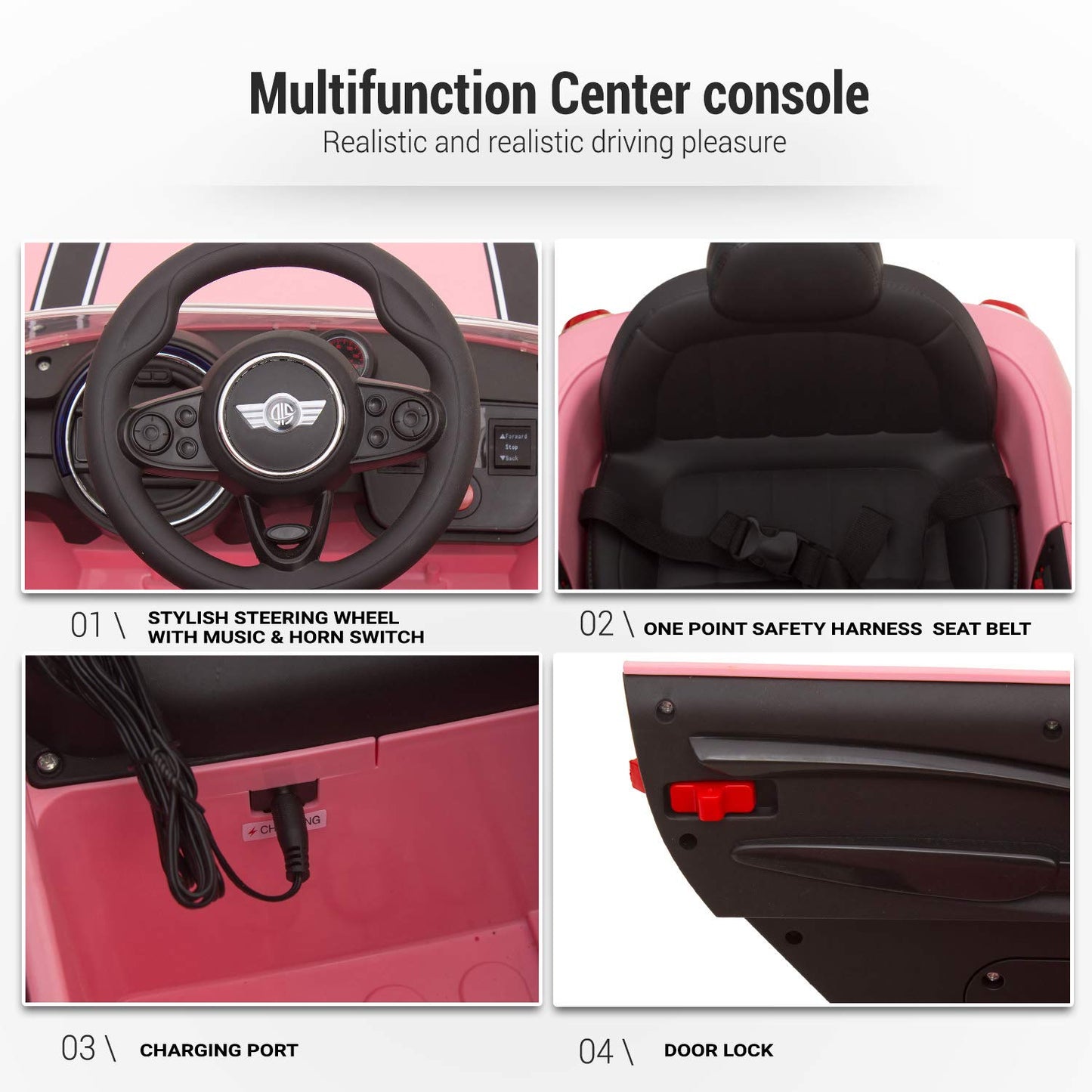 Battery Operated Car For Kids | Red Mini Coper Electric Ride on Car for Kids with Rechargeable 12V Battery, Music, Lights and Swing. Age - 1 to 4 Year