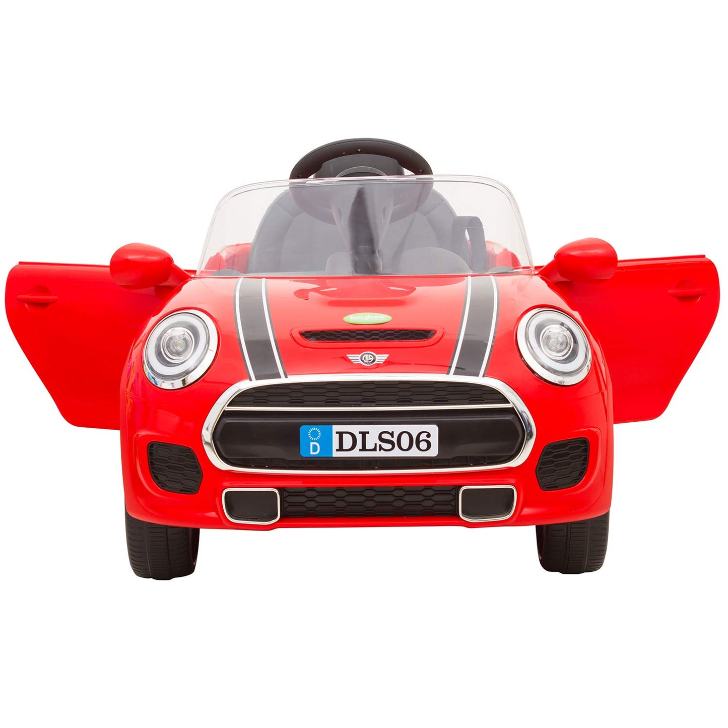 Letzride Red Mini Coper Electric Ride on Car for Kids with Rechargeable 12V Battery, Music, Lights and Swing. Age - 1 to 4 Year