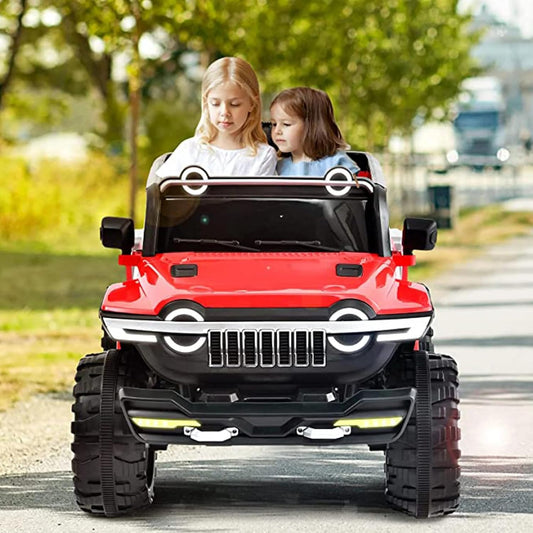 Letzride 4x4 Rechargeable Battery Operated Monster Jeep Ride On Kids Jeep with Light, Music, Rechargeable Battery Operated Jeep for Kids Drive (Red) Age 1 to 7 Years