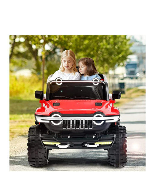 Letzride 4x4 Rechargeable Battery Operated Monster Jeep Ride On Kids Jeep with Light, Music, Rechargeable Battery Operated Jeep for Kids Drive (Red) Age 1 to 7 Years