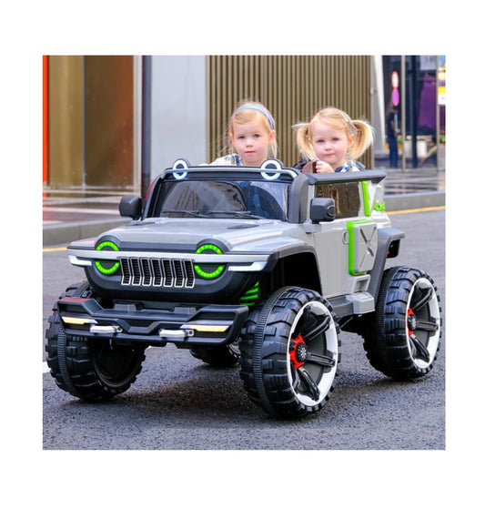 Letzride 4x4 Rechargeable Battery Operated Monster Jeep Ride On Kids Jeep with Light, Music, Rechargeable Battery Operated Jeep for Kids Drive (Grey) Age 1 to 7 Years