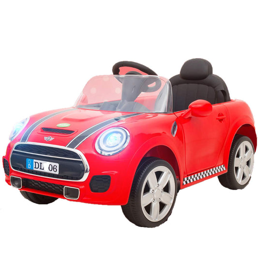 Letzride Mini Coper Electric Ride on Car for Kids with Rechargeable 12V Battery, Music, Lights and Swing. (Red) Age 1 to 4 Years