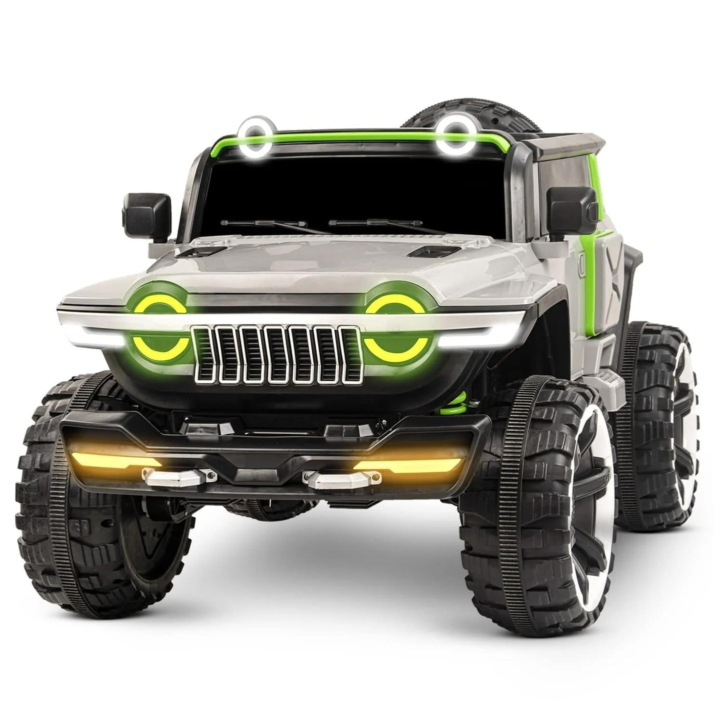 Letzride 4x4 Rechargeable Battery Operated Monster Jeep Ride On Kids Jeep with Light, Music, Rechargeable Battery Operated Jeep for Kids Drive (Grey) Age 1 to 7 Years