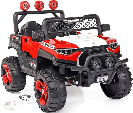 AYAAN TOYS Electric 4x4 Jeep Ride-On for Kids Ages 1-8 | Remote & Manual Steering | Red
