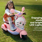 Electric Ride on Kitty Scooter Bike for 1 to 5 Years Baby Girls |Electric Vehicle | 6V Rechargeable Ride-On with Music, Lights & AUX | Forward/Reverse Pedal, 50kg Capacity for Kids
