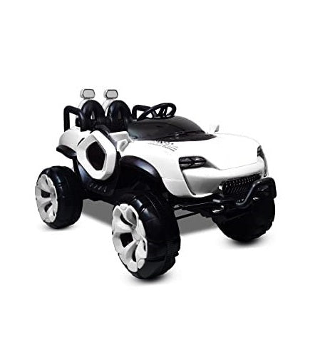 Letzride Max-D Ride on Monster Truck Jeep for Kids- The Electric Rechargeable Big Wheeler Jeep with Colored Alloys, Music, Led Lights and Swing| Battery Car for 2 to 8 Years Kid (White)