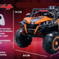 Battery operated kids jeep in orange with parental control and swing mode