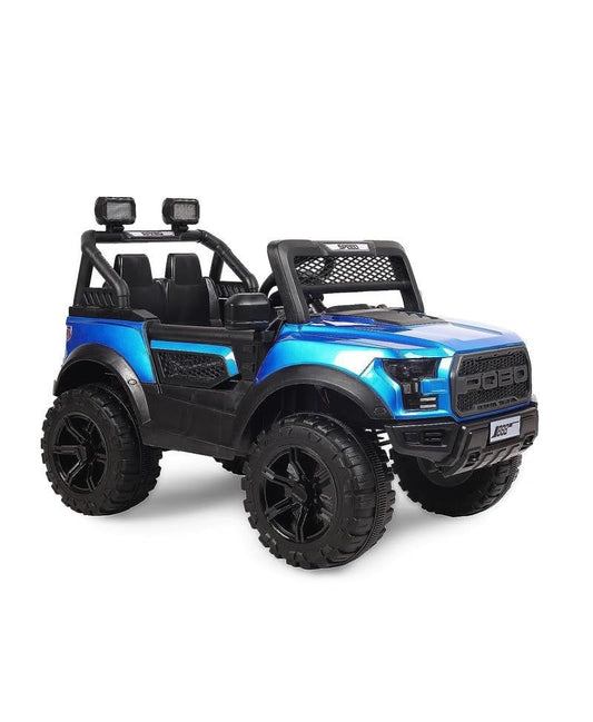 POBO 12V blue battery operated ride-on car for kids with remote
